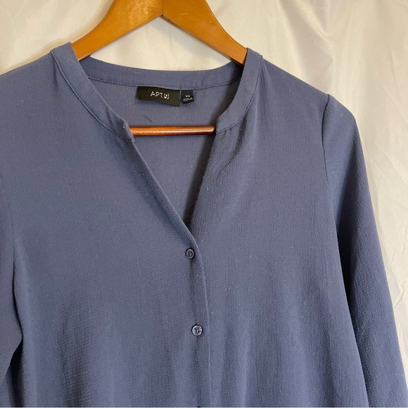 APT 9 Women’s Blue Long Sleeve Button Down Tie Front Size XS - Picture 6 of 12